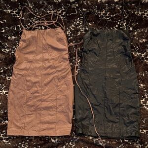 Strappy Bodycon Dress - Black and Taupe